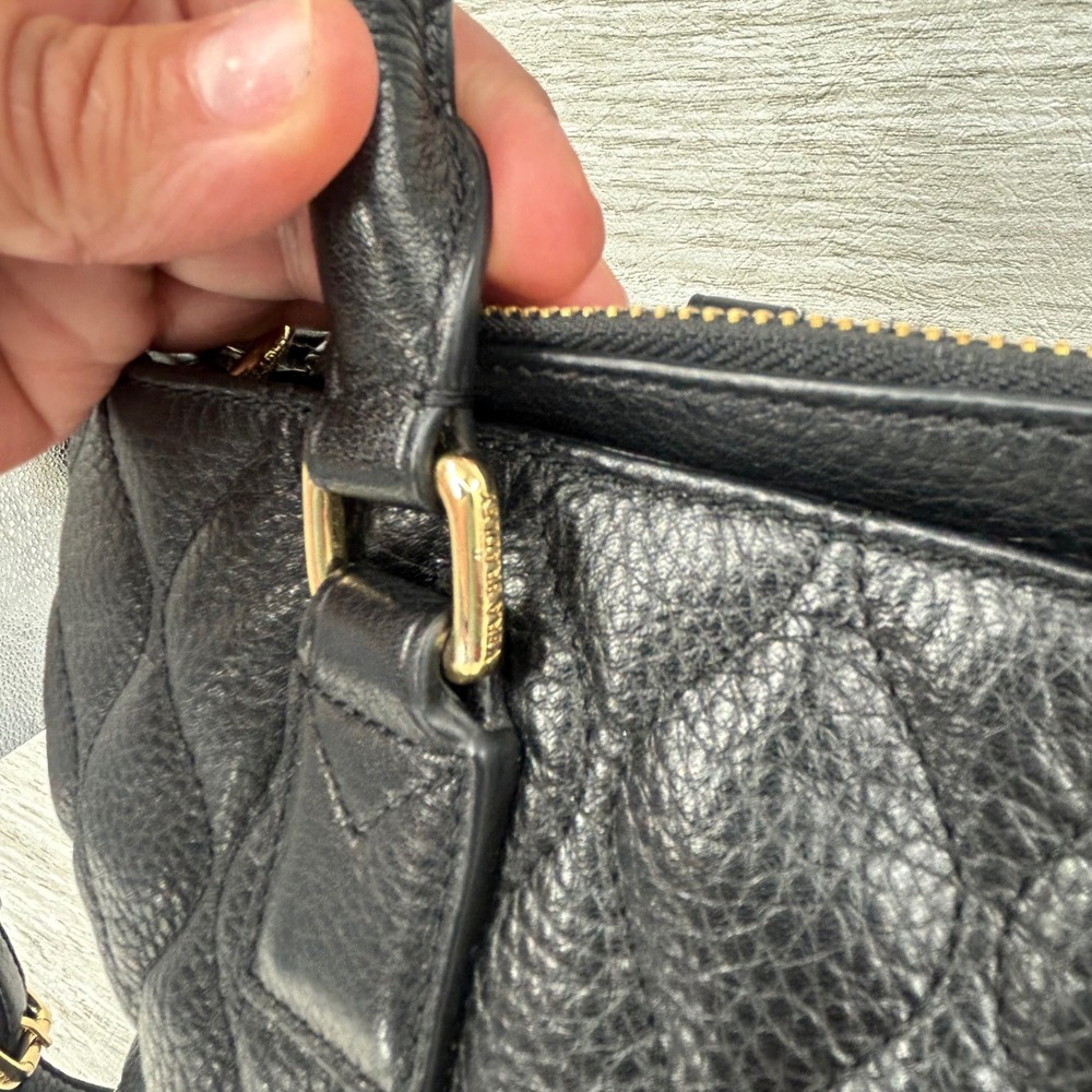 Vera Bradley Black Quilted Emma Leather Satchel Crossbody Bag Floral - Picture 6 of 10